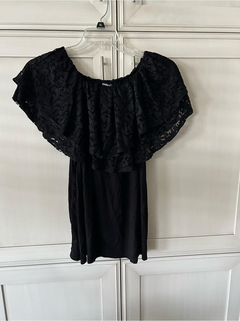 HEIMISH USA Black Lace Off-Shoulder Ruffle Top